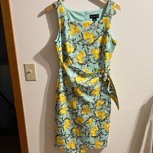 Lemon Print Midi Dress - minty and Yellow